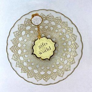 Stunning Gold Lace Patterned Glass Bowl Made in Turkey